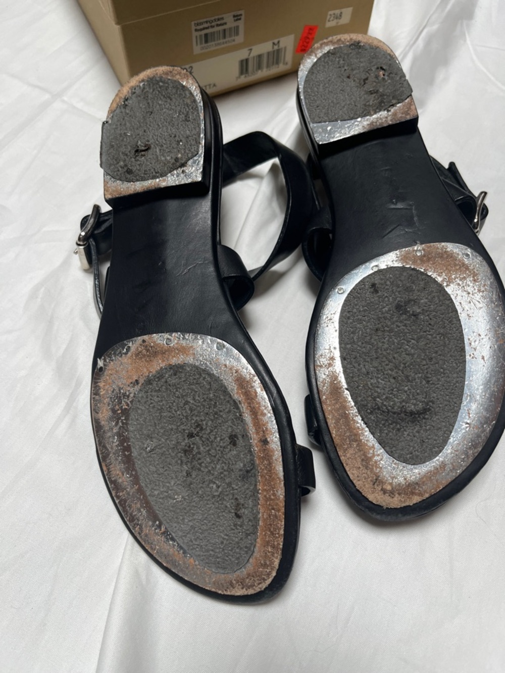 Michael Kors Black Leather Ankle-Strap Toe-Loop Sandals Sz 7** - Picture 3 of 7